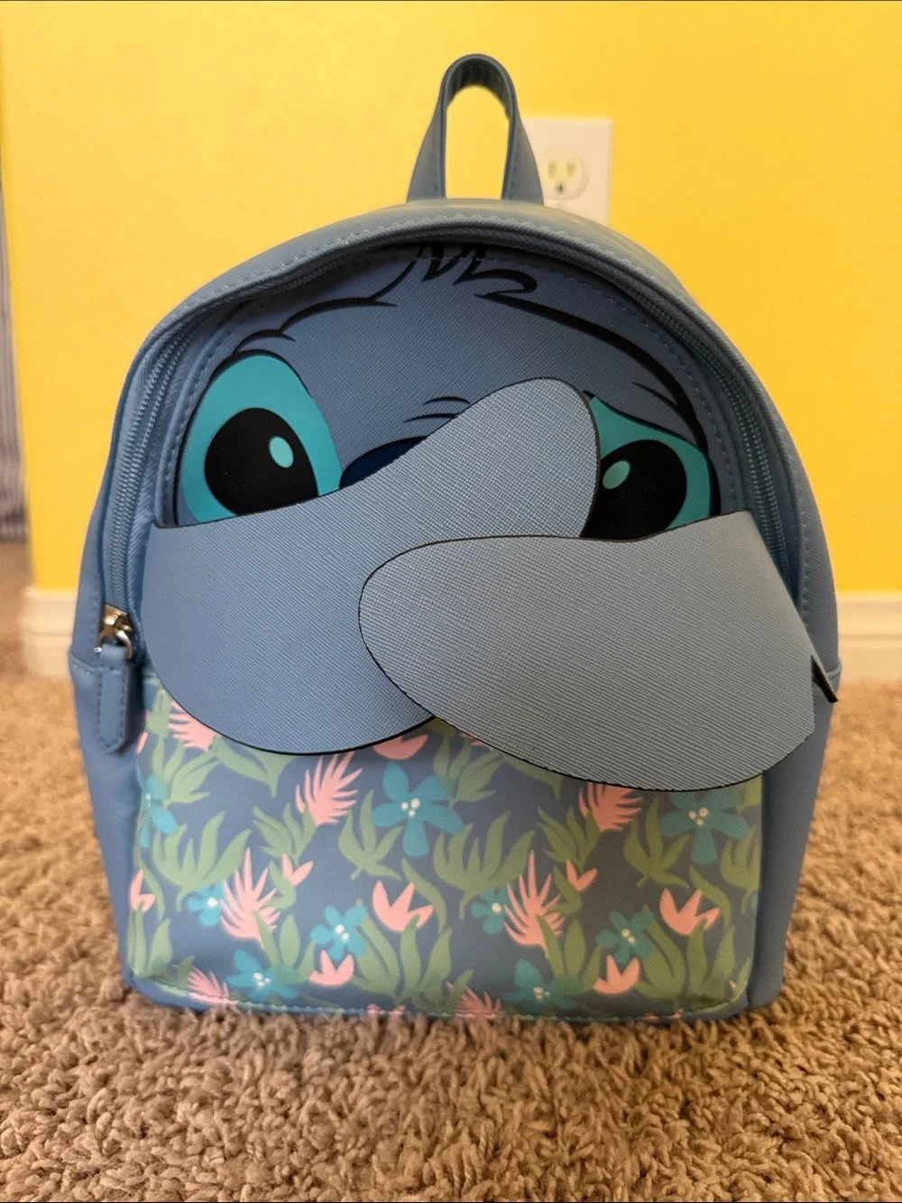 Disney Blue Stitch Floral Mini Backpack